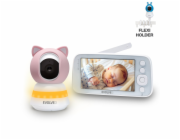 EVOLVEO Baby Monitor N5, Set videochůvičky s 360° dohledem, obousměrnou komunikací a ukolébavkami, růžová
