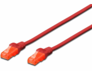 Digitus Patch Cable, CAT 6 UTP, AWG 26, měď, červený 3m