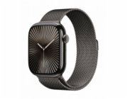 Apple Hodinky řady 10 GPS + Cellular, 46mm břidlicově titanové pouzdro s břidlicově titanovým milánským náramkem – velikost S/M