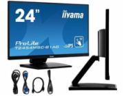 iiyama ProLite T2454MSC-B2AG - LED monitor - 23.8" - dotykový displej - 1920 x 1080 Full HD (1080p) @ 75 Hz - IPS - 300 cd/m2 - 1000:1 - 4 ms - HDMI, DisplayPort - reproduktory - matná čerň