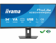 iiyama ProLite XCB3494WQSU-B1 - LED monitor - zakřivená - 34" - 3440 x 1440 UWQHD @ 120 Hz - VA - 350 cd/m2 - 3000:1 - 0.4 ms - HDMI, DisplayPort, USB-C - reproduktory - matná čerň