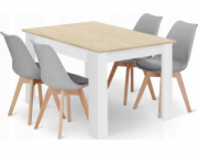 Leobert Sada obdélníkového stolu 120x80 dub sonoma + 4 židle MARK šedá