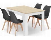 Leobert Sada obdélníkového stolu 120x80 dub sonoma + 4 černé židle MARK