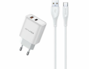 AWEI GaN PD81T 22,5W USB+USB-C nabíječka do zásuvky + USB/USB-C kabel