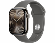 Apple Hodinky Series 10 GPS + Cellular, 42mm pouzdro z přírodního titanu s horskošedým sportovním řemínkem – velikost S/M