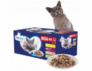 PREVITAL Mega Box Veal, salmon, liver, chicken - mokré krmivo pro kočky - 40X100g