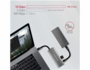 AXAGON HMC-5G21 Víceportový USB hub 5v1, 10 Gb/s, 2x USB-A + 2x USB-C + HDMI 4K/30Hz, PD 60W, 13cm USB-C kabel