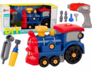 LeanToys DIY kreslená lokomotiva s otočným motivem v tmavě modré barvě