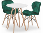 Leobert Sada bílý kulatý stůl TODI 60 + 2 zelené židle LAGO