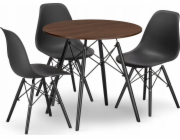 Leobert Sada kulatého stolu TODI 80 z jasanu + 3 černé židle OSAKA