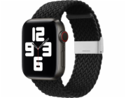 Látkový řemínek Hurtel pro hodinky 6 / 5 / 4 / 3 / 2 (44 mm / 42 mm) Náramek na hodinky z pleteného textilního řemínku černý (5)