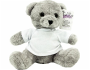 TULILO Maskot plyšový medvídek šedý v tričku 18,5 cm