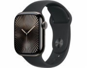 Apple Hodinky Watch Series 10 GPS + Cellular, 42mm břidlicově titanové pouzdro s černým sportovním řemínkem – velikost S/M