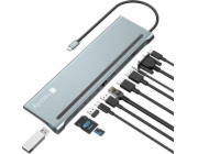 Techly Dokovací stanice pro notebooky USB-C na HDMI/DP/VGA/USB-A/RJ45/SD/USB-C PD