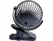 Stolní ventilátor s klipem 10cm USB + baterie, černý
