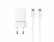iStores by Epico Ultraboost GaN 20W síťový adaptér EA20 s 1,2m USB-C na USB-C kabelem - bílá