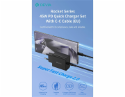 Deví síťová nabíječka Rocket Series PD Quick Charger 45W + Cable - Black