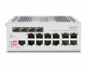 DIGITUS 8+4 port Gigabit Ethernet síť PoE switch, industrial, L2 managed, 4 SFP uplink