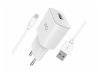 Xqisit wall charger + USB-A to USB-C kabel 1m - White
