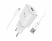 Xqisit wall charger + USB-A to USB-C kabel 1m - White