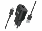 Xqisit wall charger + USB-A to USB-C kabel 1m - Black