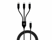 Le Cord kabel USB-C 3 in 1 multikabel vyrobený z recyklovaného plastu 1.2m - Black