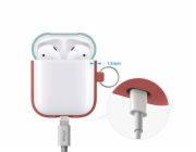 Elago Airpods Silicone Duo Hang Case - Italian Rose/ Coral Blue, Yellow