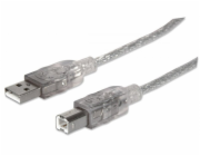 Manhattan USB-A – USB-B kabel USB 1,8 m stříbrný (333405)
