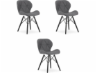 Leobert Židle LAGO ekokůže - šedé / černé nohy x 3