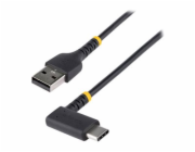 StarTech 6in (15cm) USB A to C Charging Cable Right Angle, Heavy Duty Fast Charge USB-C Cable, USB 2.0 A to Type-C, Durable and Rugged Aramid Fiber, 3A, S20/iPad/Pixel - High Quality Short USB Chargin