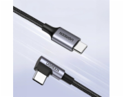 Ugreen kabel USB-C (rovný) / USB-C (úhlový) PD QC 60 W 3 A 0,5 m US255 (šedý)