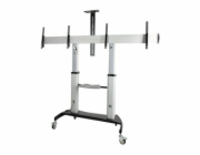 Startech Dual TV Cart for 37-60in VESA TVs up to 110lb (50kg) each, Height Adjustable TV Mount, Mobile Display Cart w/ Webcam & Equipment Shelves, Lockable Casters, TV Cart on Wheels - Rolling TV Stan