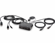 StarTech.com 2-Port Hybrid USB-C DisplayPort Cable KVM Switch, 4K 60Hz, Compact KVM with 6ft/1.8m USB-A/DisplayPort/Audio & 4ft/1.2m USB-C Integrated Host Cables, Bus Powered - Remote Push Button/Hotk