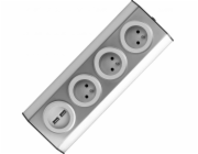 Orno Furniture, kuchyňská zásuvka s montáží na suchý zip, s USB nabíječkou - 3x2P+Z, 2xUSB, INOX.