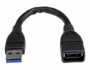 StarTech 6in Short USB 3.0 Extension Adapter Cable (USB-A Male to USB-A Female) - USB 3.1 Gen 1 (5Gbps) Port Saver Cable - Black (USB3EXT6INBK) - Prodlužovací šňůra USB - USB typ A (F) do USB typ A (M
