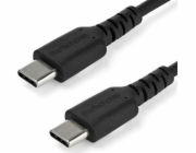 StarTech 1m USB C Charging Cable, Durable Fast Charge & Sync USB 2.0 Type C to USB C Laptop Charger Cord, TPE Jacket Aramid Fiber M/M 60W Black, Samsung S10, S20 iPad Pro MS Surface - Heavy Duty and R
