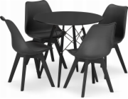 Leobert Sada kulatého stolu TODI 80 černý + 4 židle MARK černé