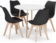 Leobert Sada kulatého stolu KAMI 80 bílá + 4 černé židle MARK
