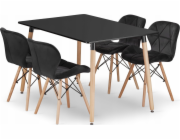 Leobert Sada obdélníkového stolu ADRIA 120x80 černý + 4 černé židle LAGO