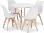 Leobert Sada kulatého stolu KAMI 80cm + 4 židle MARK bílá