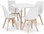 Leobert Sada kulatého stolu KAMI 80cm + 4 židle MARK bílá