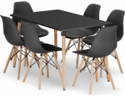 Leobert Sada obdélníkového stolu ADRIA 120x80 černý + 6 židlí OSAKA černé