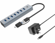 Conceptronic USB HUB Conceptronic HUBBIES21GP huby a rozbočovače USB 3.2 Gen 1 (3.1 Gen 1) Typ-A 5000 Mbit/s Šedá