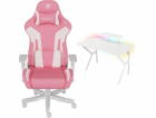 Genesis Růžovobílé křeslo Nitro 710 (NFG-1929) + bílý psa...