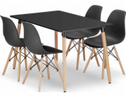Leobert Sada obdélníkového stolu ADRIA 120x80 černý + 4 židle OSAKA černé
