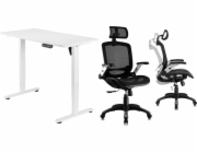 Mozos Desk Mozos ED PRO WH Desk bílý 120 cm x 60 cm + Ergo-C černá kancelářská židle