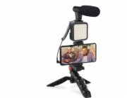 Platinet Stojan PLATINET VLOG 4 V 1 SADA VLOG 4 V 1 MIKROFON SVĚTLO DRŽÁK NA TELEFON NA STATIVU + ADAPTÉR 3/5 JACK NA USB-C [45596]