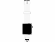 Karl Lagerfeld Řemínek KLAWMSLCW pro Apple Watch 4/5/6/7/SE 40/41mm bílý/bílý řemínek se silikonovými hlavicemi Choupette