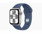 Apple Watch SE GPS + Cellular 44mm Silver Aluminium Case with Denim Sport Band - S/M