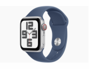 Apple Watch SE GPS + Cellular 44mm Silver Aluminium Case with Denim Sport Band - M/L